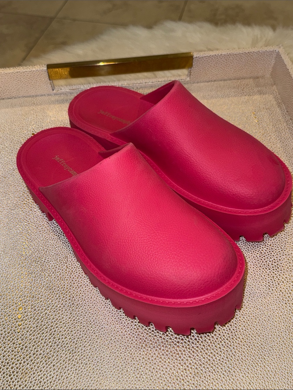 Jeffrey Campbell Bright Pink Platform Clog Mules size 10